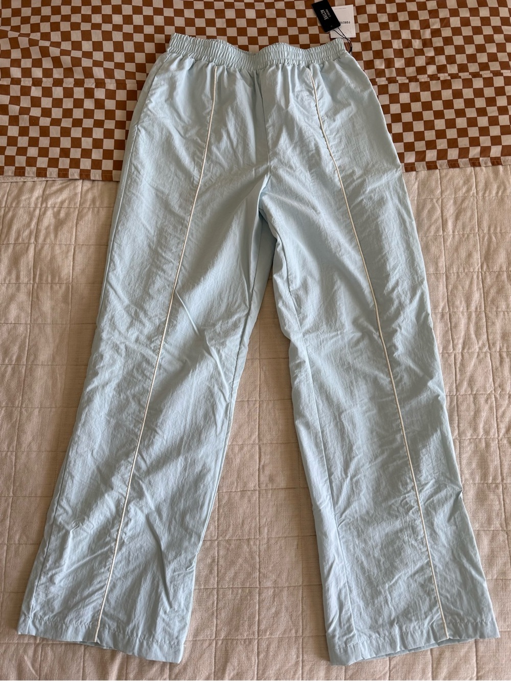 Forever 21 Pale Blue Track Pants with White Piping